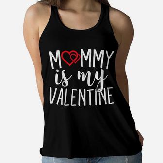 Mommy Is My Valentine Sweet Hearts Cupid Ladies Flowy Tank - Seseable