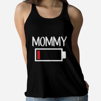 Mommy Low Battery Energy Low Energy Mom Ladies Flowy Tank - Seseable