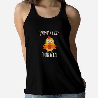 Mommys Lil Turkey Thanksgiving Holiday Ladies Flowy Tank - Seseable