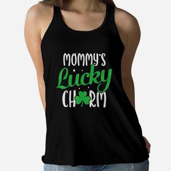 Mommys Lucky Charm St Patricks Day Ladies Flowy Tank - Seseable