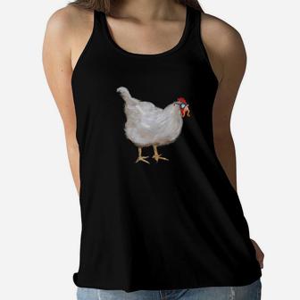 Mother Clucking Chicken In Disguise With Mustache Ladies Flowy Tank - Seseable