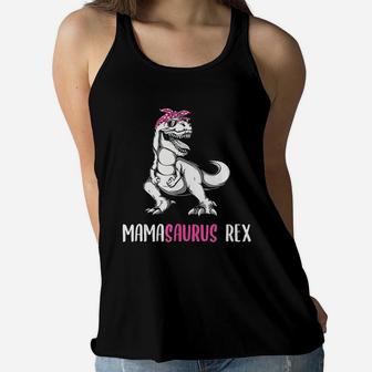 Mother Day Grandma Gift Mama Saurus Rex Mamasaurus Ladies Flowy Tank - Seseable