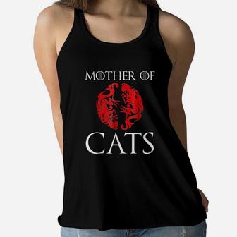Mother Of Cat House Of Cats Cat Mom Ladies Flowy Tank - Seseable