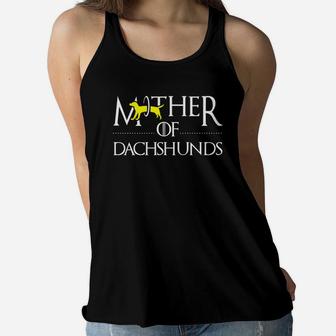 Mother Of Dachshunds Funny Dachshunds Ladies Flowy Tank - Seseable