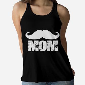 Mothers Day 2022 Mustache Mom On Mama Gift Ladies Flowy Tank - Seseable