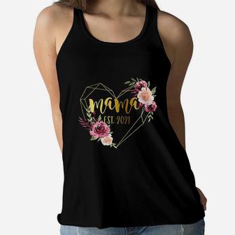 Mothers Day Baby Shower 1st Time Ladies Flowy Tank - Seseable