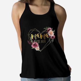 Mothers Day Baby Shower 1St Time Mom Mama Est 2022 Floral Ladies Flowy Tank - Seseable