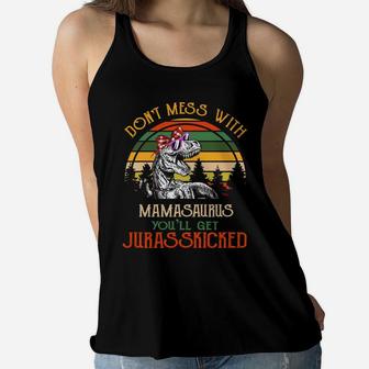 Mother's Day Gift, Don't mess with Mamasaurus, Gifts for Mom Ladies Flowy Tank - Seseable
