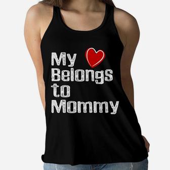 Mothers Day Gifts Daughter My Heart Belongs To Mommy 2 Ladies Flowy Tank - Seseable