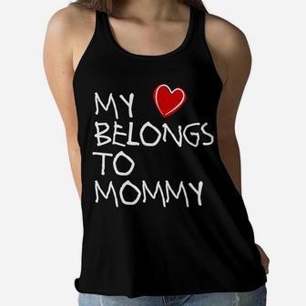 Mothers Day Gifts Daughter My Heart Belongs To Mommy Ladies Flowy Tank - Seseable