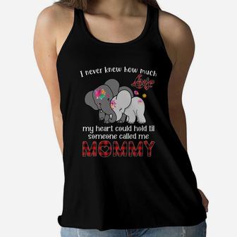 Mothers Day Mommy Cute Elephants Love Gift Ladies Flowy Tank - Seseable