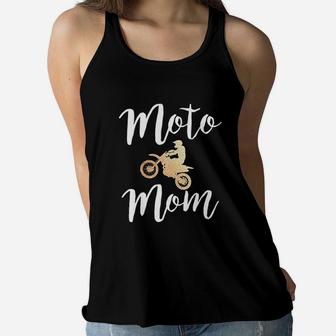 Moto Mom Dirtbike Cute Motocross Ladies Flowy Tank - Seseable