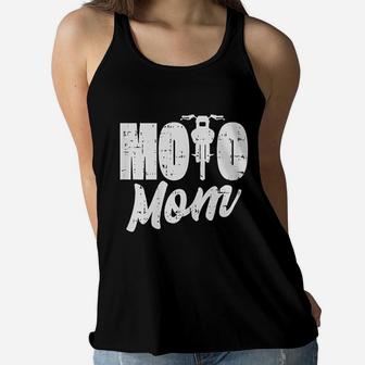Moto Mom Motorcycle Motocross Dirt Bike Racing Ladies Flowy Tank - Seseable