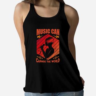 Music Can Change The World Quote For Music Lover Women Flowy Tank - Seseable