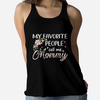 My Favorite People Call Me Mommy Flowers Mothers Day Gift Ladies Flowy Tank - Seseable