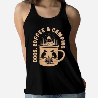 My Favorite Things Dogs Coffee And Camping Lovers Women Flowy Tank - Seseable