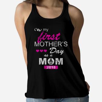 My First Mothers Day 2022 Gift For New Moms Ladies Flowy Tank - Seseable