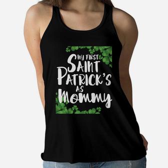 My First Saint Patricks Day As Mommy Ladies Flowy Tank - Seseable