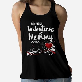 My First Valentines As Mommy 2018 Ladies Flowy Tank - Seseable