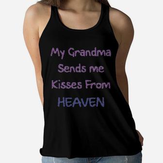 My Grandma Sends Me Kisses From Heaven Grandmother Ladies Flowy Tank - Seseable