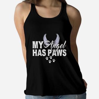 My Has Paws Love Pet Memorial Cat Dog Mom Dad Ladies Flowy Tank - Seseable
