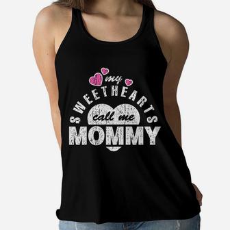 My Sweethearts Call Me Mommy Distressed Graphic Ladies Flowy Tank - Seseable