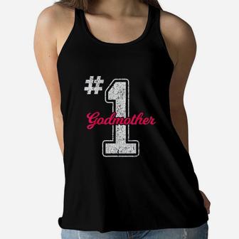 Number One Godmom From Godson Ladies Flowy Tank - Seseable