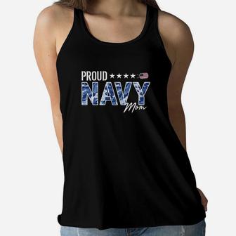 Nwu Proud Navy Mother For Moms Of Sailors And Veterans Ladies Flowy Tank - Seseable