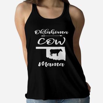 Oklahoma Cow Mama Farmer Rancher Cow Lover Girl Ladies Flowy Tank - Seseable