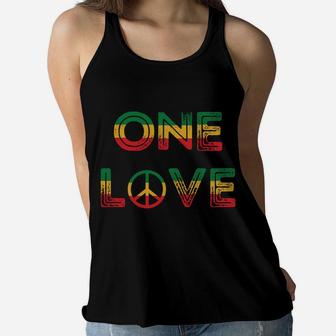 One Love Peace Sign Vintage Hippie Style Africa Women Flowy Tank - Seseable