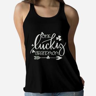 One Lucky Grandmom St Patricks Day Matching Gifts Ladies Flowy Tank - Seseable