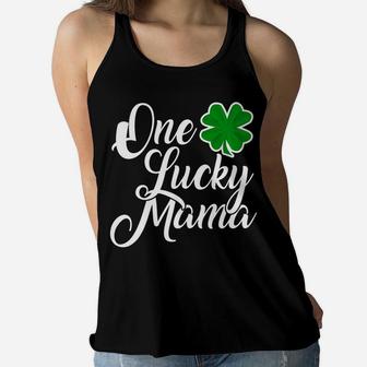One Lucky Mama Funny St Patricks Day Gift Ladies Flowy Tank - Seseable
