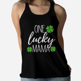 One Lucky Mama Matching St Patricks Day Ladies Flowy Tank - Seseable