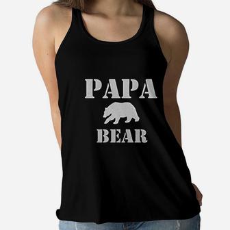 Papa Mama Baby Bear Dark Pajamas Ladies Flowy Tank - Seseable