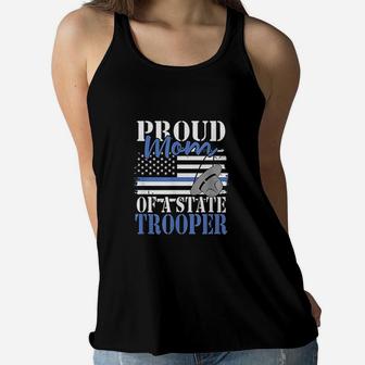 Patriotic Mom Of A State Police Officer Ladies Flowy Tank - Seseable