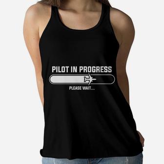 Pilot In Progress Loading Please Wait Funny Job Title Women Flowy Tank - Seseable