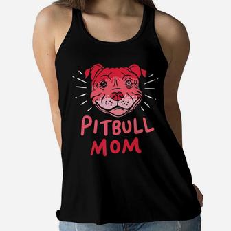 Pitbull Mom Funny Dog Lover Pit Bull Mother Ladies Flowy Tank - Seseable