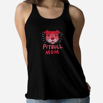 Pitbull Mom Funny Dog Lover Pit Bull Mother Shirt Ladies Flowy Tank - Seseable