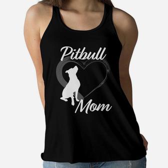 Pitbull Mom With Heart For Dog Lovers Ladies Flowy Tank - Seseable