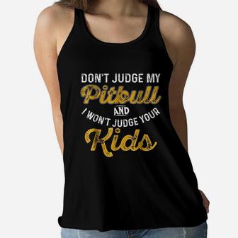 Pitbull Parents And Dog Moms And Dads Ladies Flowy Tank - Seseable