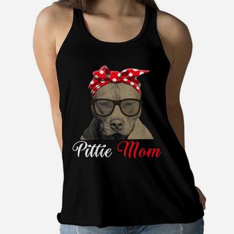 Pittie Mom For Pitbull Dog Lovers Mothers Day Gift Ladies Flowy Tank - Seseable
