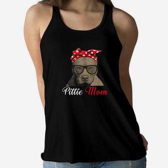 Pittie Mom Shirt For Pitbull Dog Lovers Mothers Day Gift Ladies Flowy Tank - Seseable