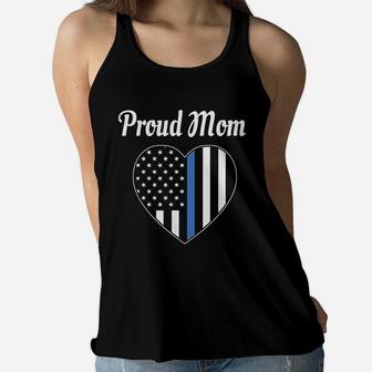 Police Mom Law Enforcement Gift Proud Mom Ladies Flowy Tank - Seseable