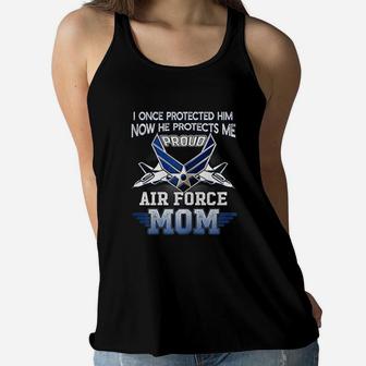 Pride Military Family Proud Mom Air Force Ladies Flowy Tank - Seseable