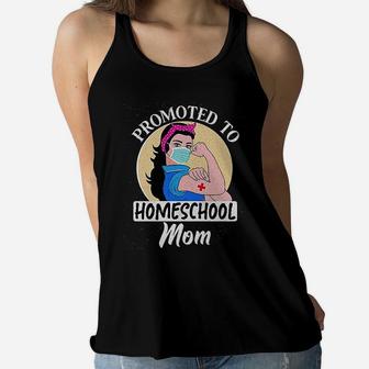 Promoted To Homeschool Mom Supermom Gifts Teacher Outfits Ladies Flowy Tank - Seseable