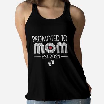 Promoted To Mom Est 2021 Ladies Flowy Tank - Seseable