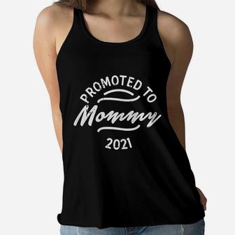 Promoted To Mommy 2021 Announcement New Mom Gift Ladies Flowy Tank - Seseable
