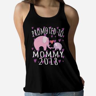 Promoted To Mommy Est 2018 New Mom Baby Girl Daughter Ladies Flowy Tank - Seseable
