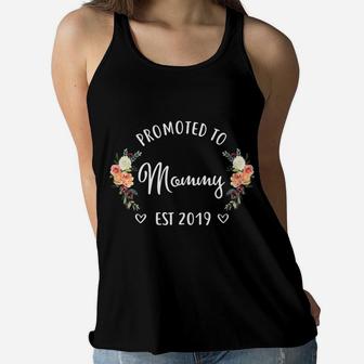 Promoted To Mommy Est 2019 New Mommy Ladies Flowy Tank - Seseable