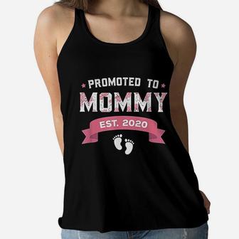 Promoted To Mommy Est. 2020 New Mom Gift First Mommy Ladies Flowy Tank - Seseable